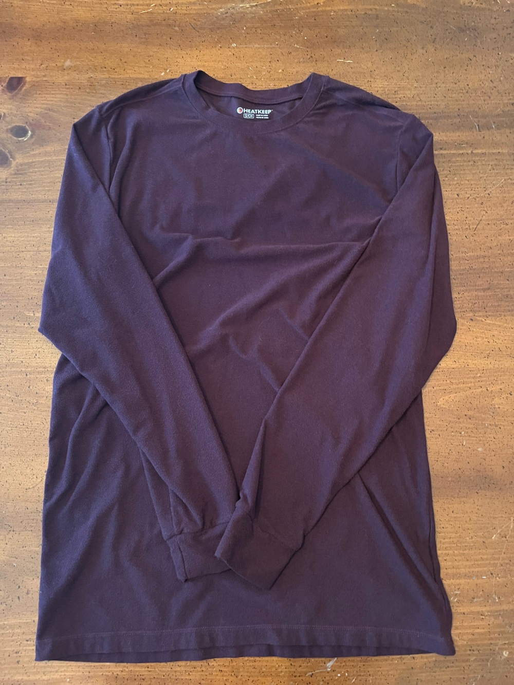 Heatkeep Burgundy Long Sleeve Base Layer Top - Size Small